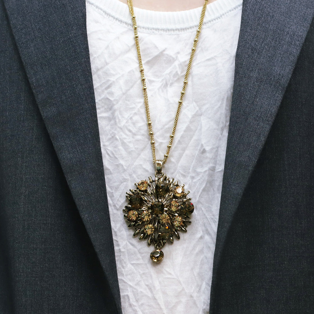 BNP Jewelry Luxury Austrian Crystal Necklace Chandelier Drop Pendant Shining Long Chain Set for Wedding Prom Party Bridal