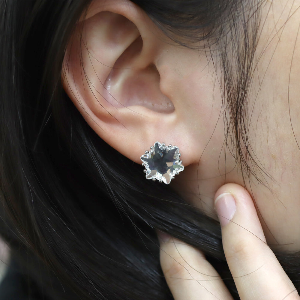BNP Jewelry Snow Flake Flower Earrings Christmas Fashion Gift K-idol Style Made In Korea