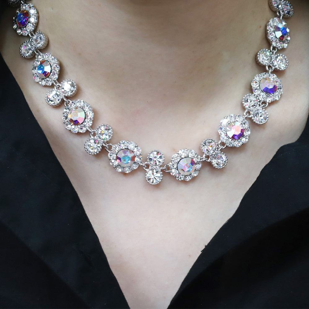 BNP Jewelry Luxury Flower Jewelry Set Dress Wedding Party Feminine Necklace Earrings Made in Korea