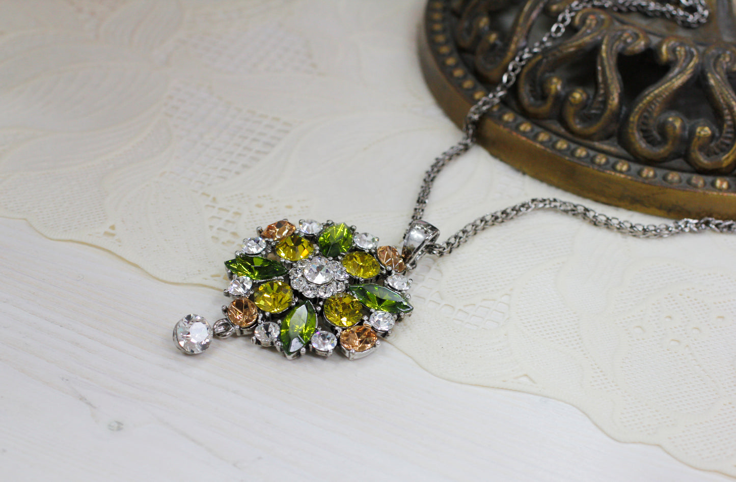 Luxury Austrian Crystal Necklace Elegant Drop Pendant Long Chain