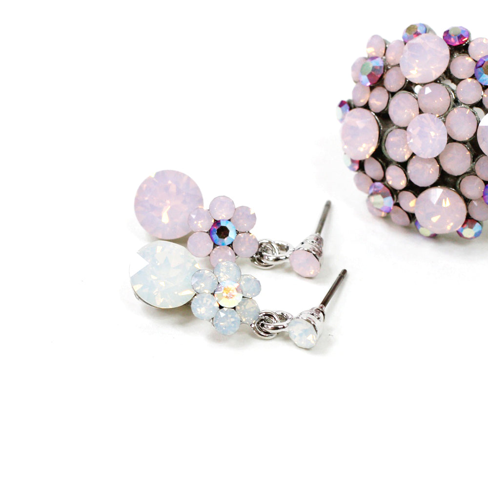 BNP Jewelry Lovely Crystal Flower Drop Earrings Cute Floral Dangle Earrings Trendy Statement Jewelry for Women