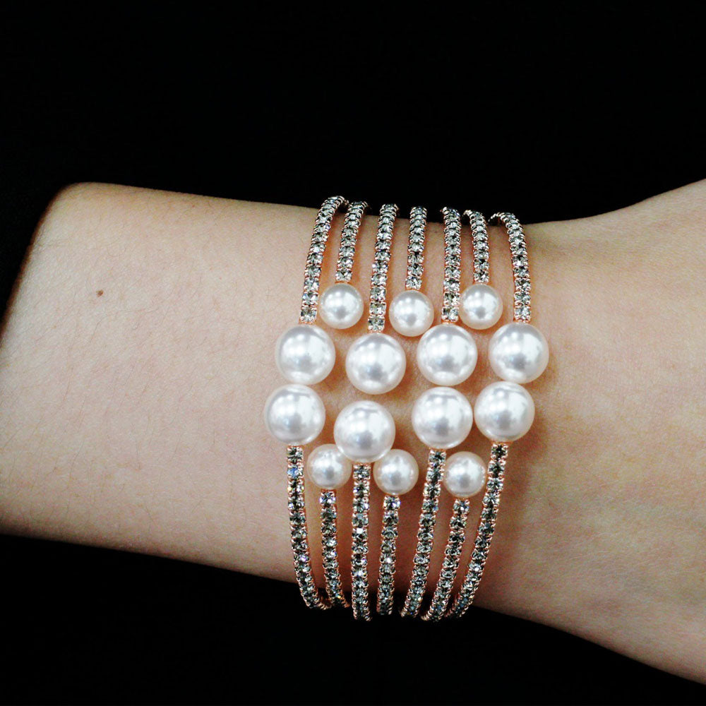 BNP Jewelry Big Pearl Cuff Bangle Bold Point Jewelry for Women Girls K-Fashion Party Mother's Day Gift